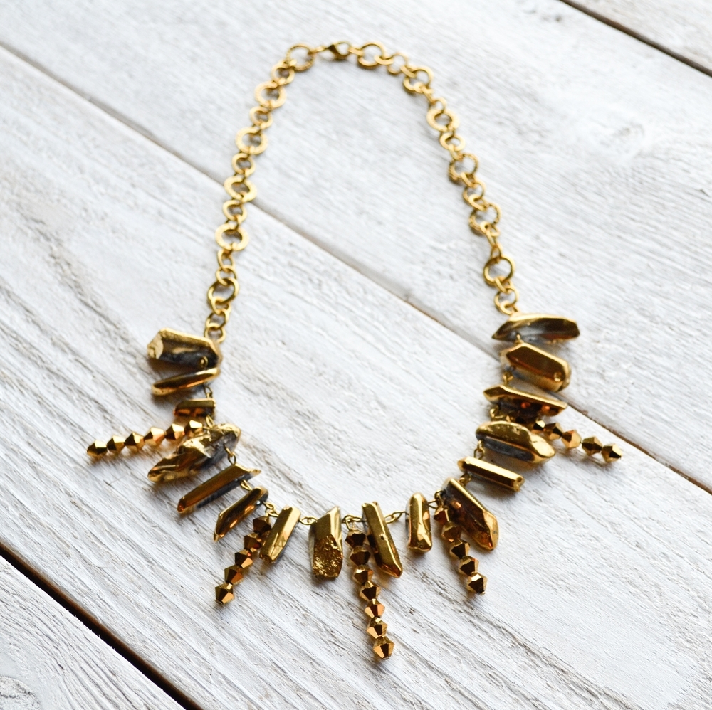Gold Stone Statement Chain Necklace